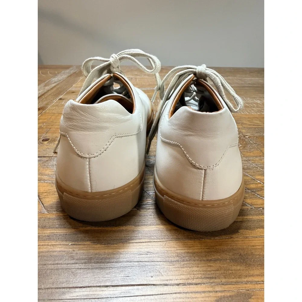 M.Gemi White Leather Low Top Sneakers Made in Italy Gum Sole Womens Size 41‎
